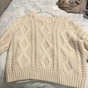 Princess Polly Cable Knit Crewneck Sweater in Cream